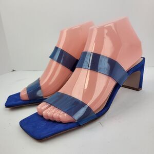 Schutz Taina Vinyl  Suede Slide Sandals Womens Size 7.5 B